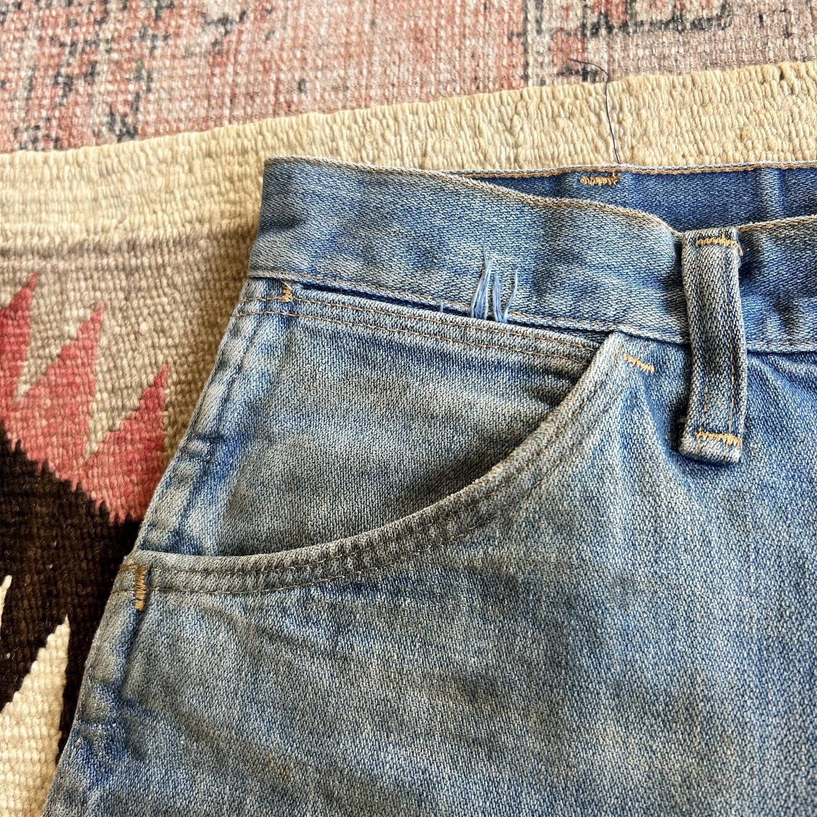 Vintage 1960s 70s Wrangler Boot Cut Distressed Jeans Sz 27 x 30