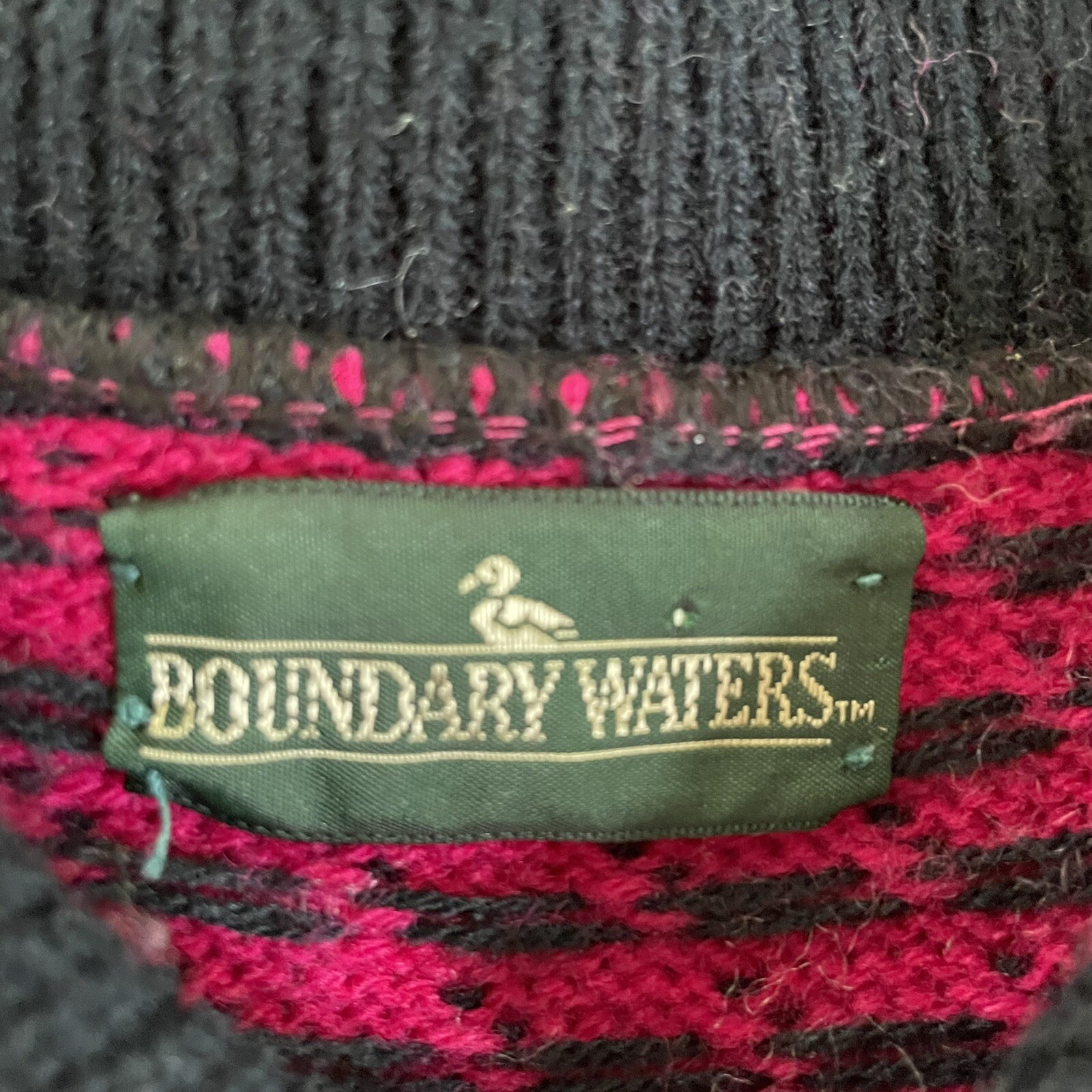 Vintage 80s Boundary Waters Outfit Sweater Skirt Set Fuchsia Black M