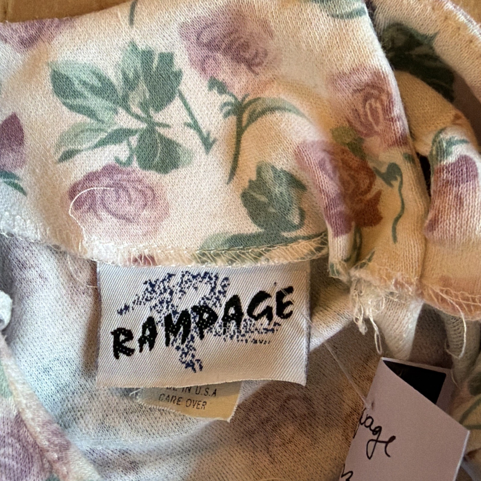 Vtg Rampage Dress 80s Tiered Ruffles Roses Floral Shoulder Pads