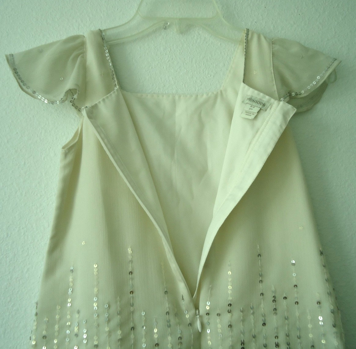 Vgt-50s MONSOON Girl’s Flapper Ivory Flapper Glitter Rhinestones Dress Size-8-9