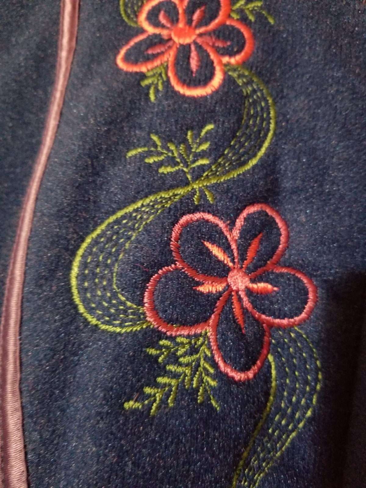 Vintage Adonna Large Warm Soft Housecoat Robe Dressing Gown Blue Embroidered
