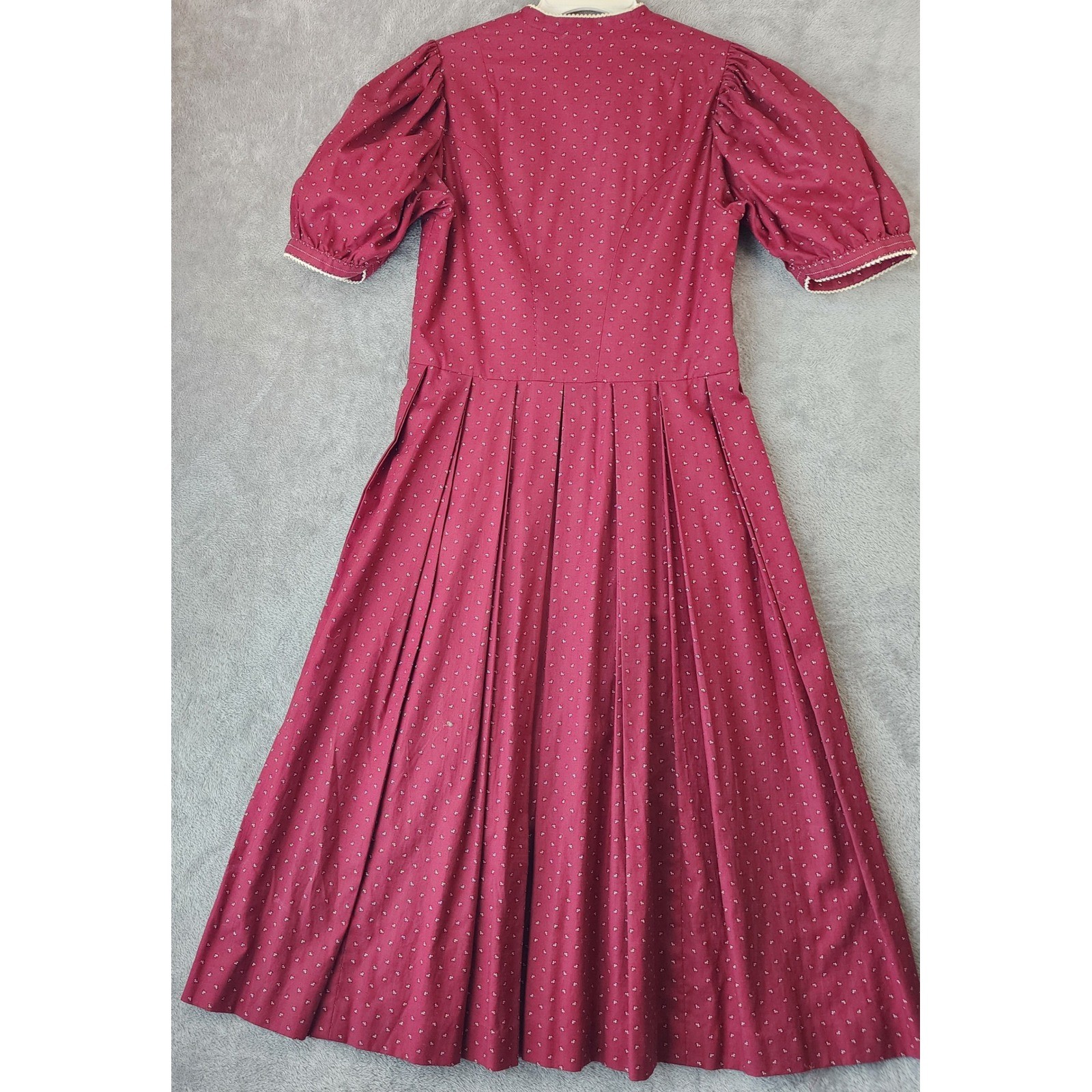 Hammerschmid Trachten Sportiv Dress Womens Size 46 Burgundy Midi with Apron Vtg