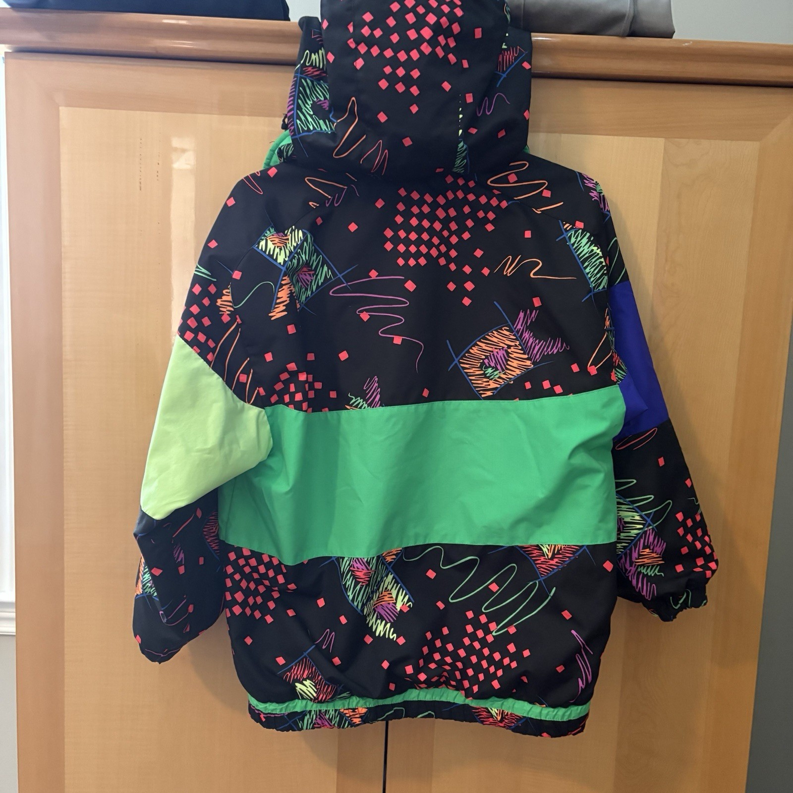 Obermeyer Vintage Pullover Windbreaker Abstract 80’s Pattern Neon Juniors Sz 18