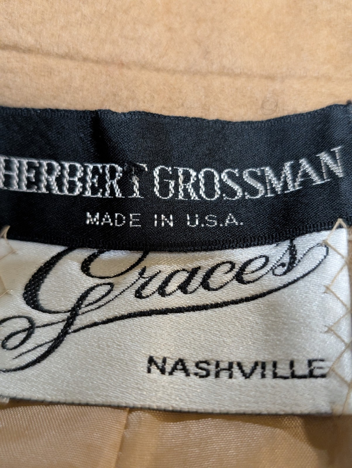 VTG Herbert Grossman Tan Blazer Wool Grace’s Nashville Crop Jacket Union Made 10