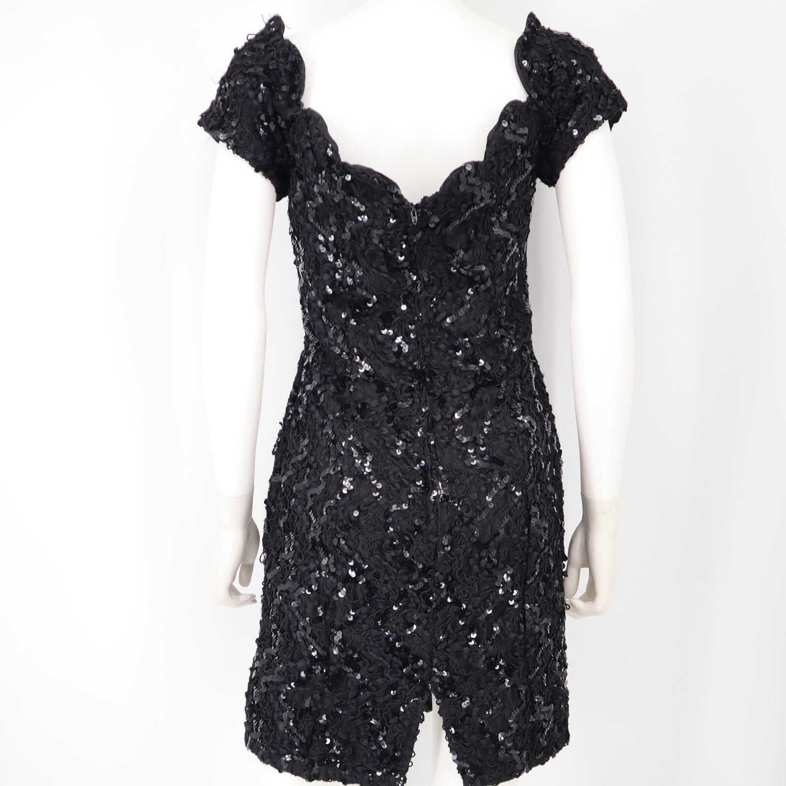 Vintage Karen Lucas for Niki Black Sequin shoulder dress size 8 prom tea