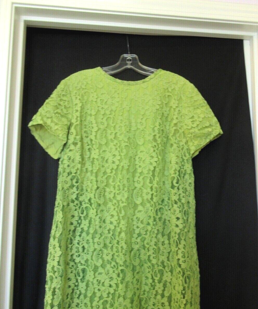 Mary Roberts New York green dress, lace overlay, c. 1960s, 40″ chest