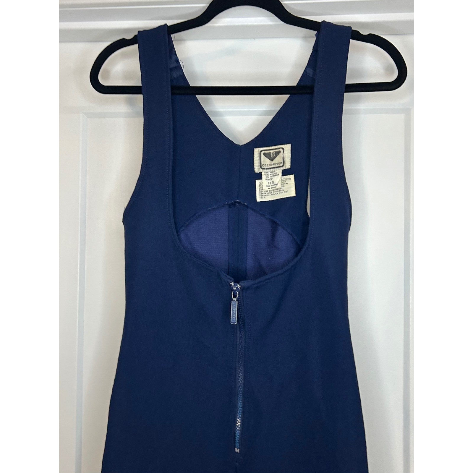Obermeyer Vintage Navy Blue Wool Blend Ski Bib Jumpsuit Womens Size 10R RN 37037
