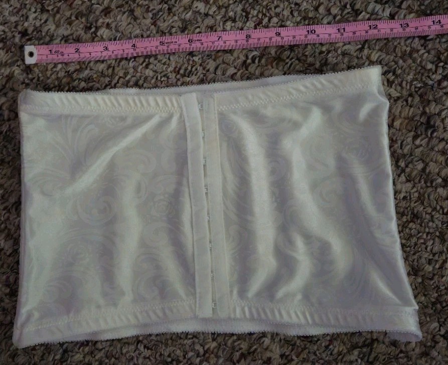 Vintage 90s Cupid 5067 Extra Firm Control Waist Cincher Girdle Damask White Larg