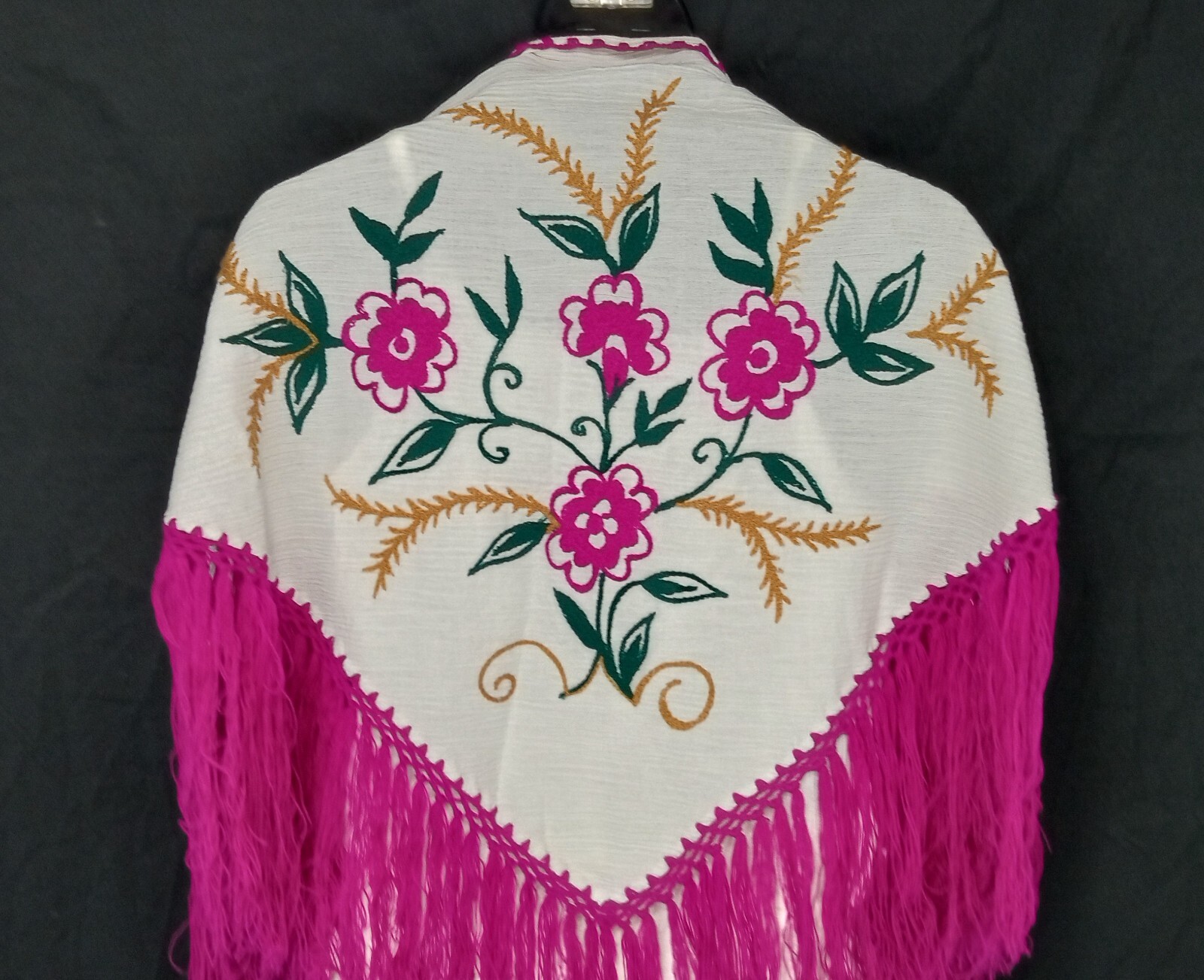 Mediterranean VTG Embroidered Floral & Fringes Women’s Outfit skirt top scarf