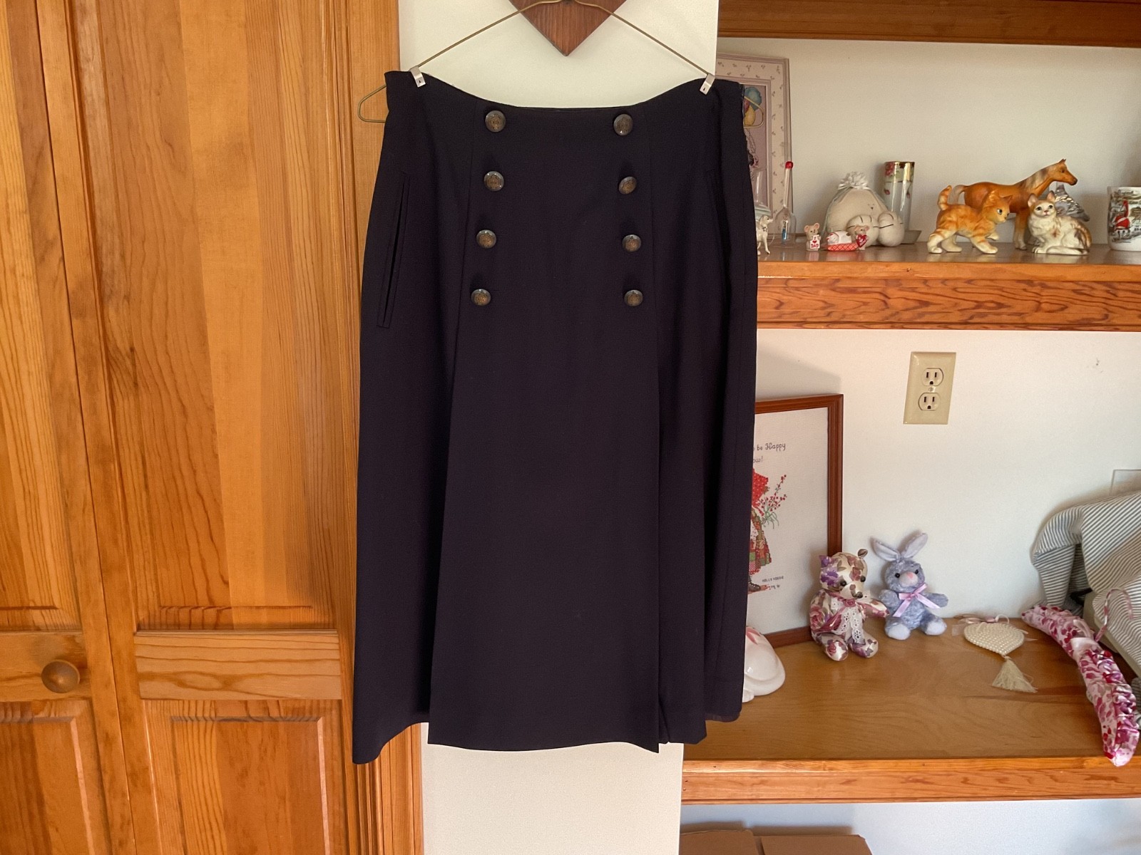 Vtg J McLaughlin for Sanyo Classic Navy Blue Wool Skirt Size 10 USA Preppy Smart