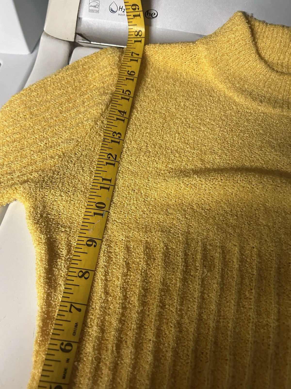 Vintage 60s Mod Wool Knit Mock Neck Sweater Yellow Medium Retro Gogo London