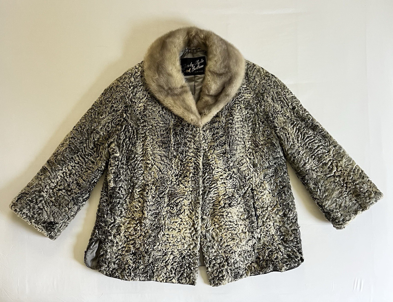 Vintage Furs By Clyde Burtrum Persian Lamb + Mink 100% Pure Fur Coat Women