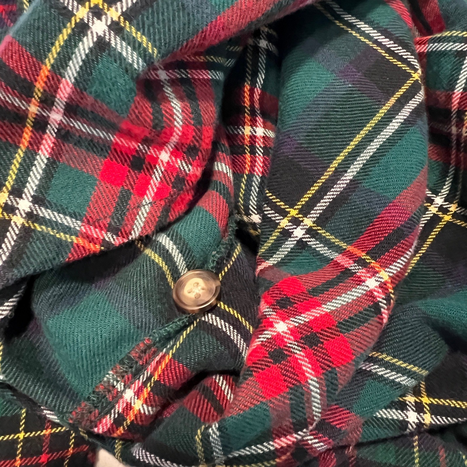 Vintage Gap Mixed Plaid Flannel Tunic Shirt Red Green Patchwork Cotton Medium