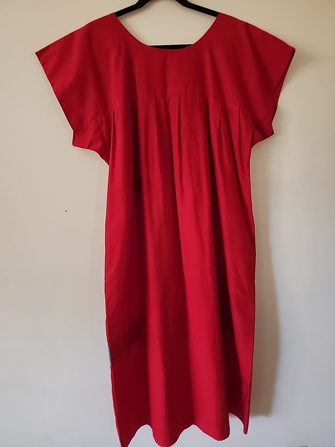 Vtg Patio House Dress Cottagecore Sz XL Red Southwest Native Art To Wear Cotton