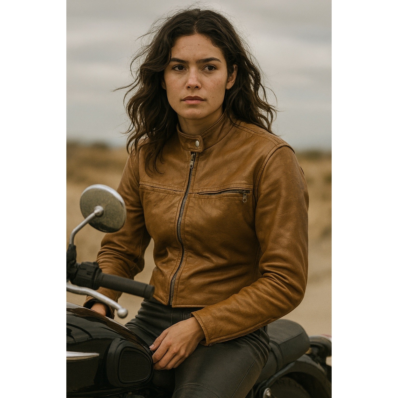 Harley-Davidson AMF Brown Leather Zip Pockets Women’s Motorcycle Jacket 70s