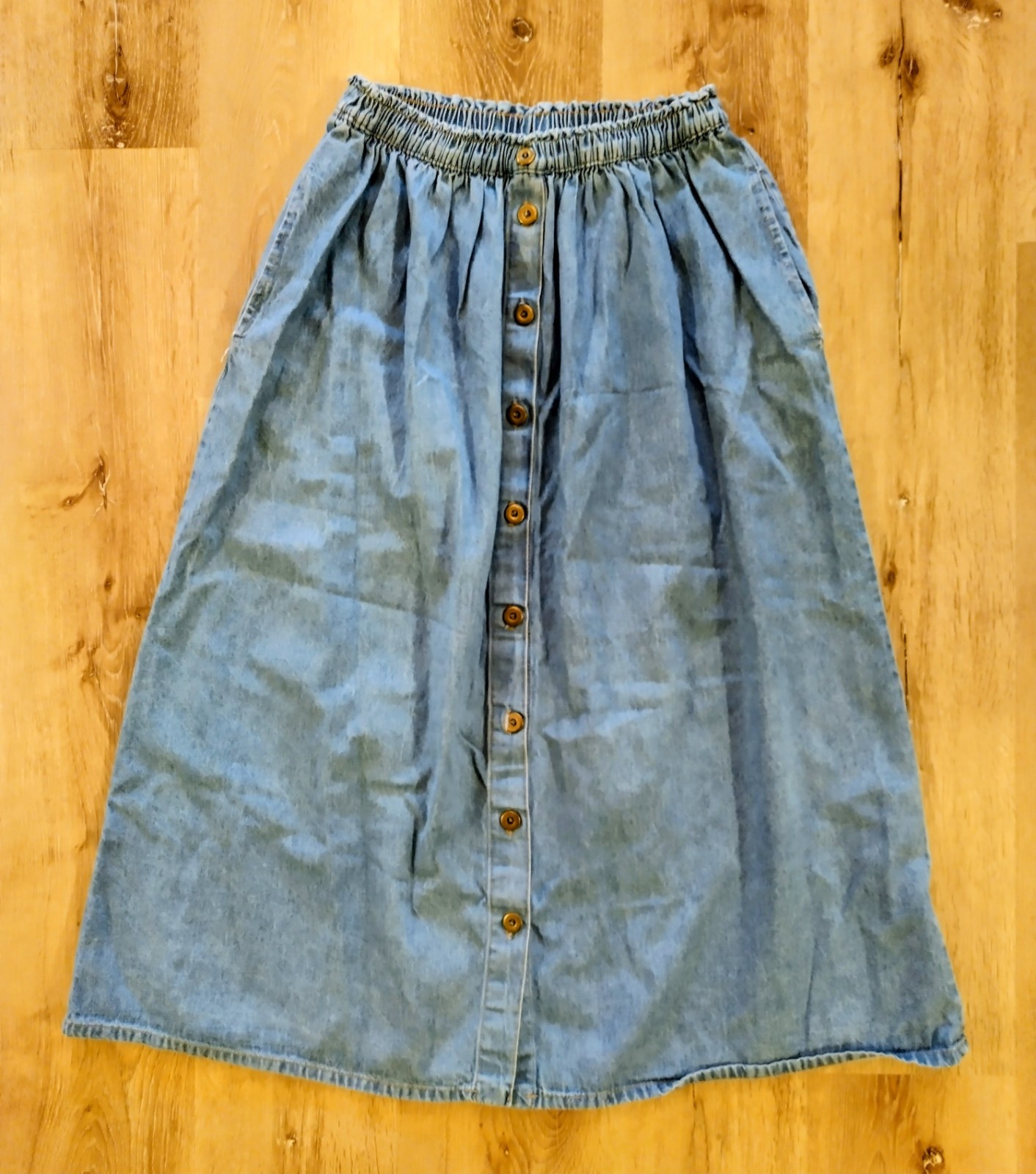 VTG 90s North West Blue Denim Long Modest Maxi Jean Skirt Size 18w Plus Pockets
