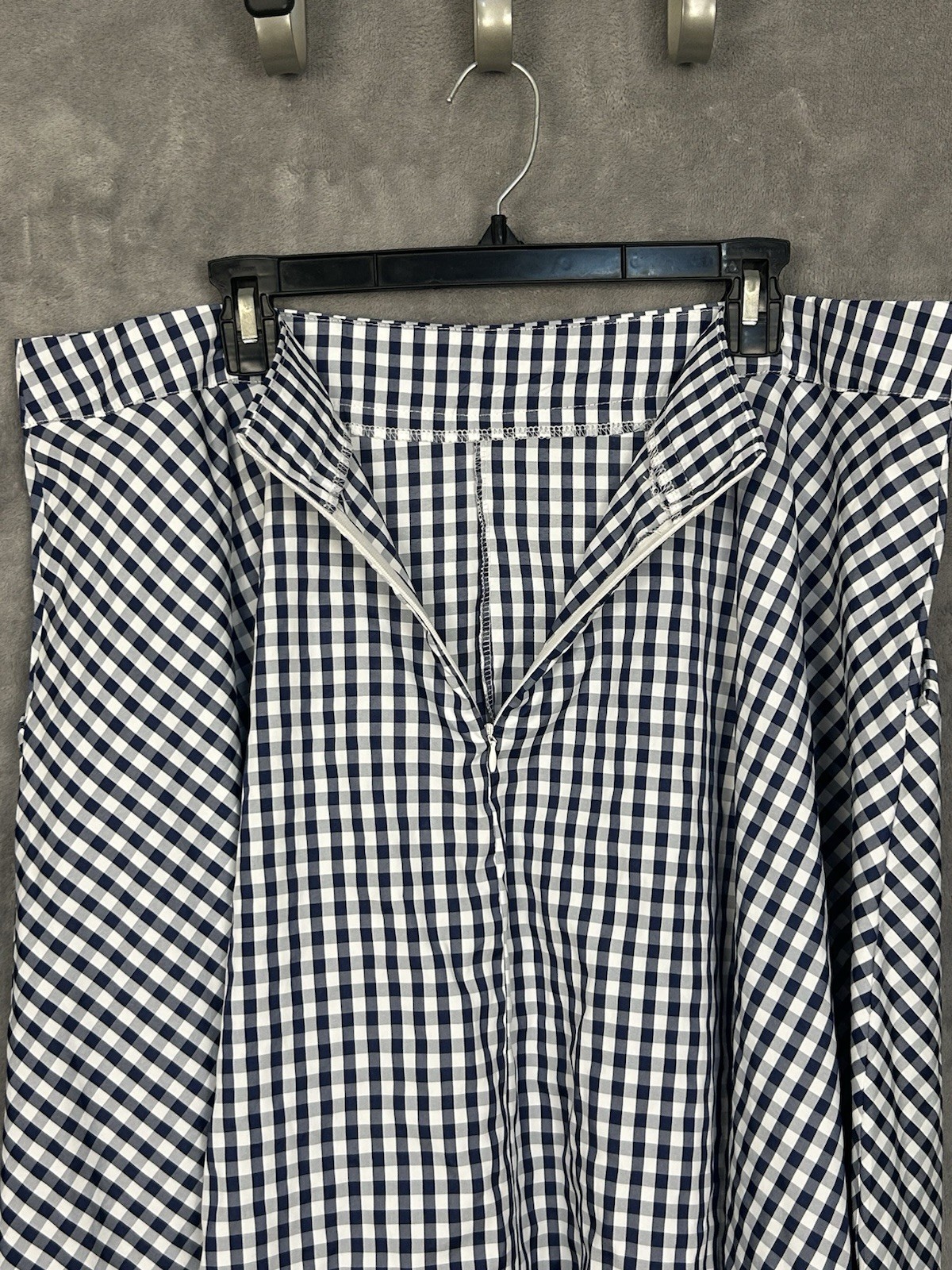 Checkerboard Plaid Skirt Womens 2XL Blue White Tartan Picnic Full Maxi