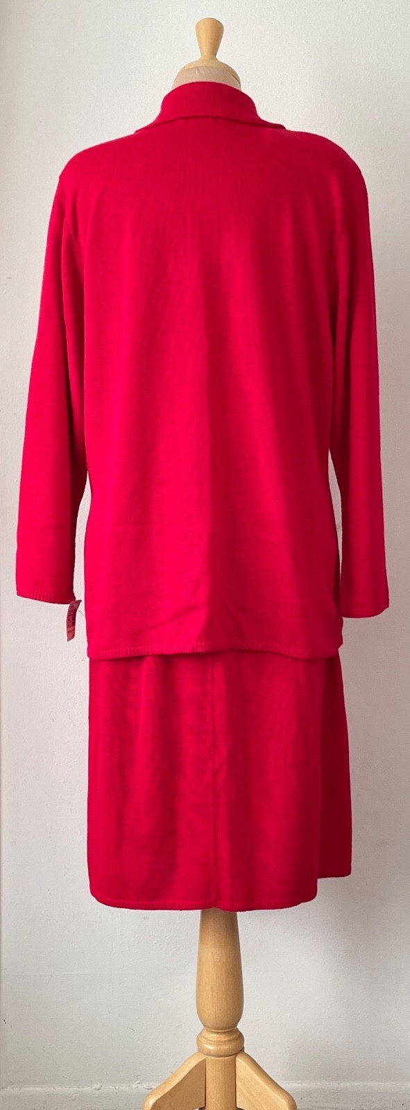 Vintage 90’s Size L Jacobson’s San Remo Red Knit Jacket & Skirt Set NWT $260