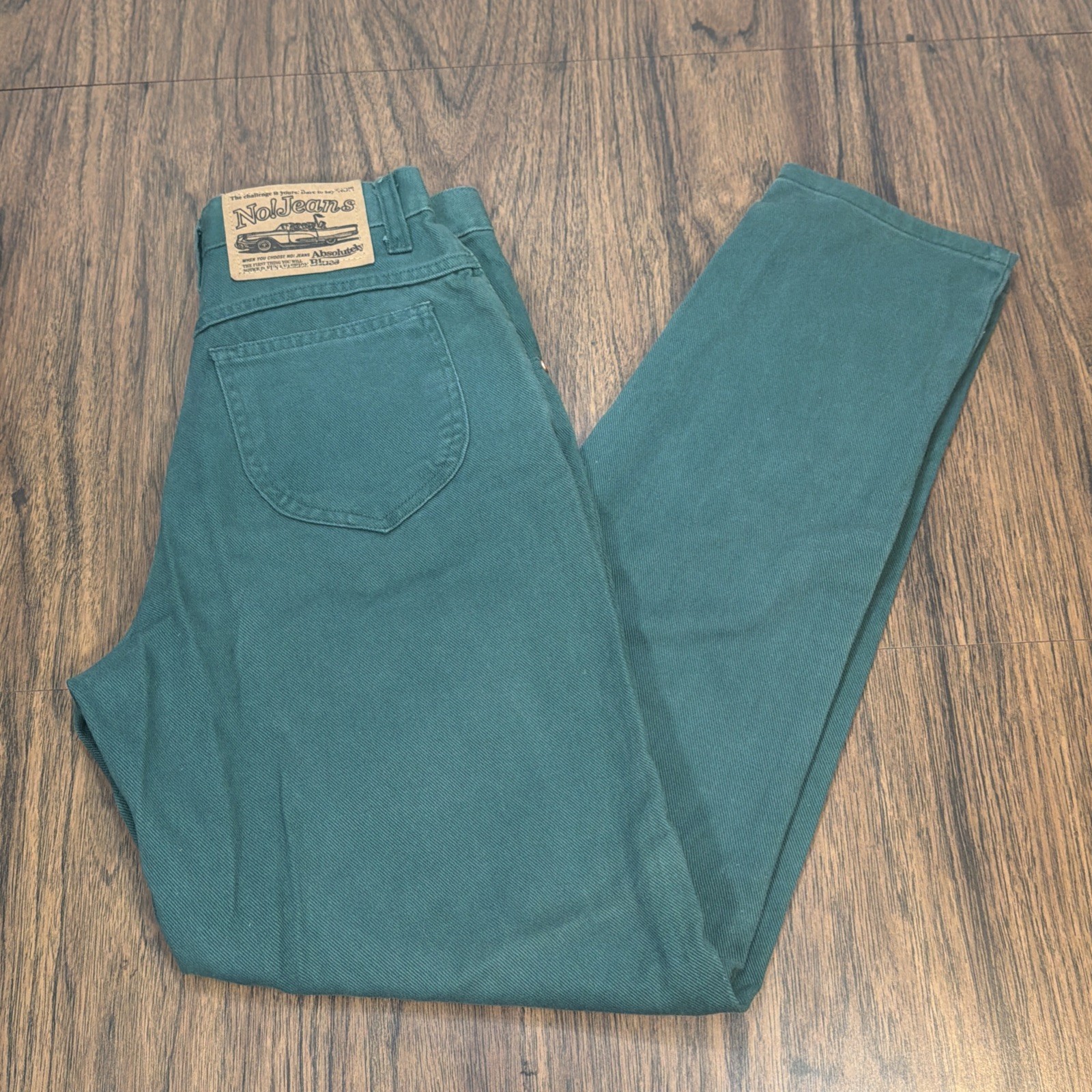 No! Jeans Absolutely Blues Vtg Green Denim Jeans size 5 MOM high waist 25×30