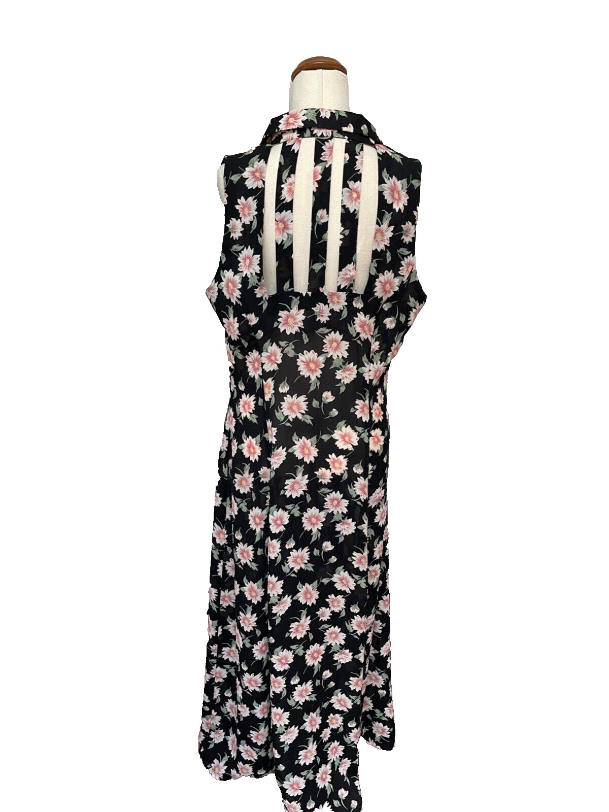 Vintage Positive Influence Floral Dress S14 Button Closure Feature Back
