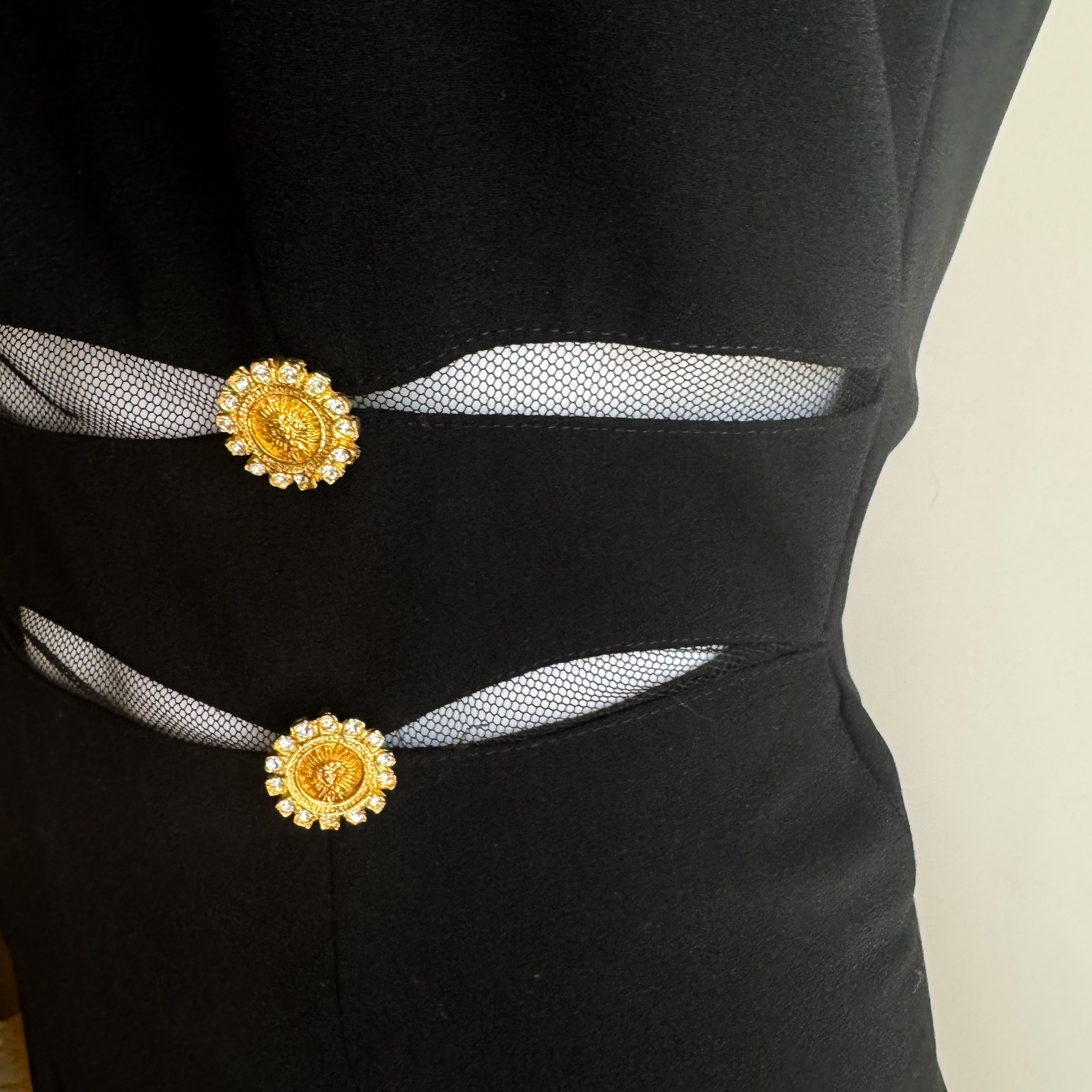 Vintage 90s Black Gold Accents 90s Designer Inspired Gown 6