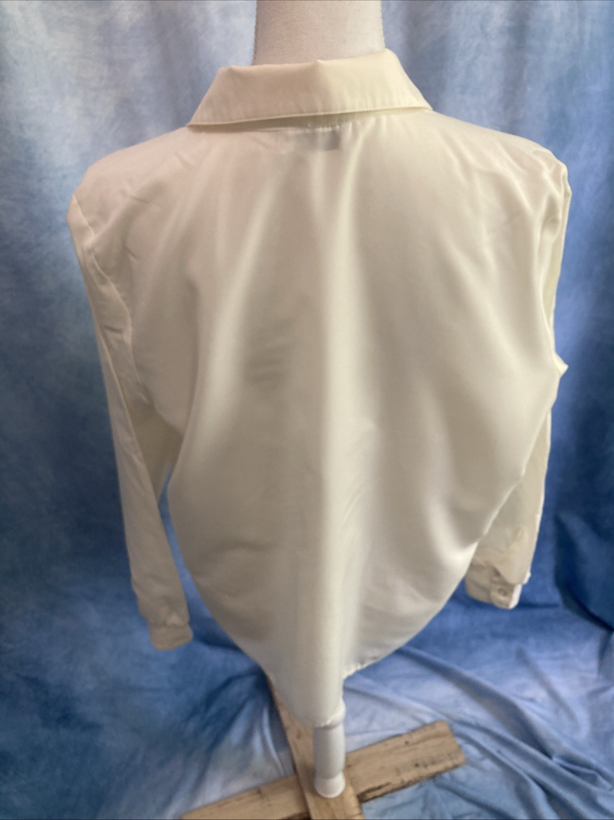 VTG 80s Vicki Wayne Off White Sheer Secretary Blouse Shirt Buttons Medium FLAW