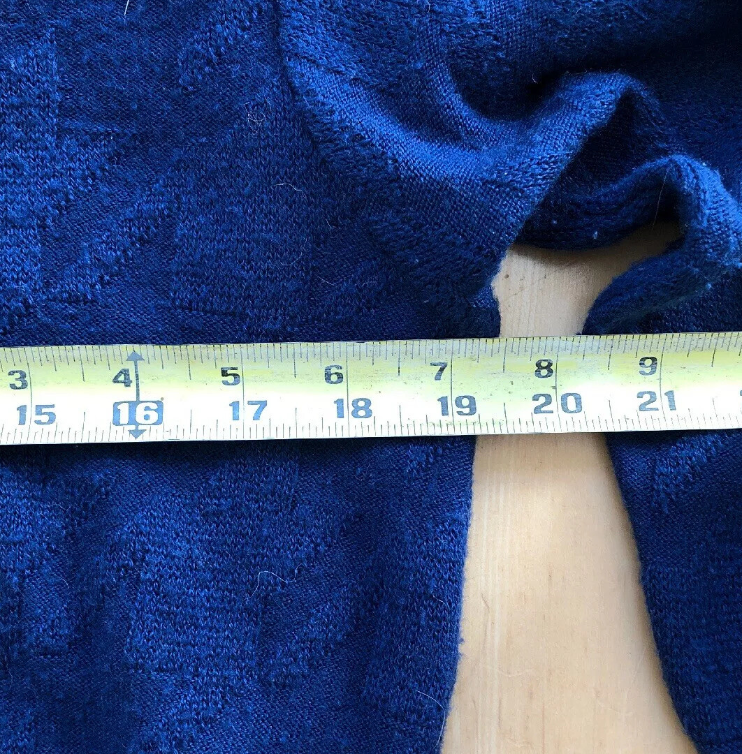 Vintage Courreges Paris Womans Blue Crew Neck Sweater Taille C
