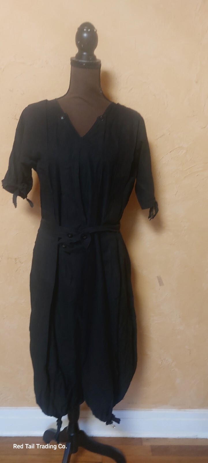 Museum Quality 1910s Edwardian Black Cotton Gymsuit, playsuit, Made By „Winner”