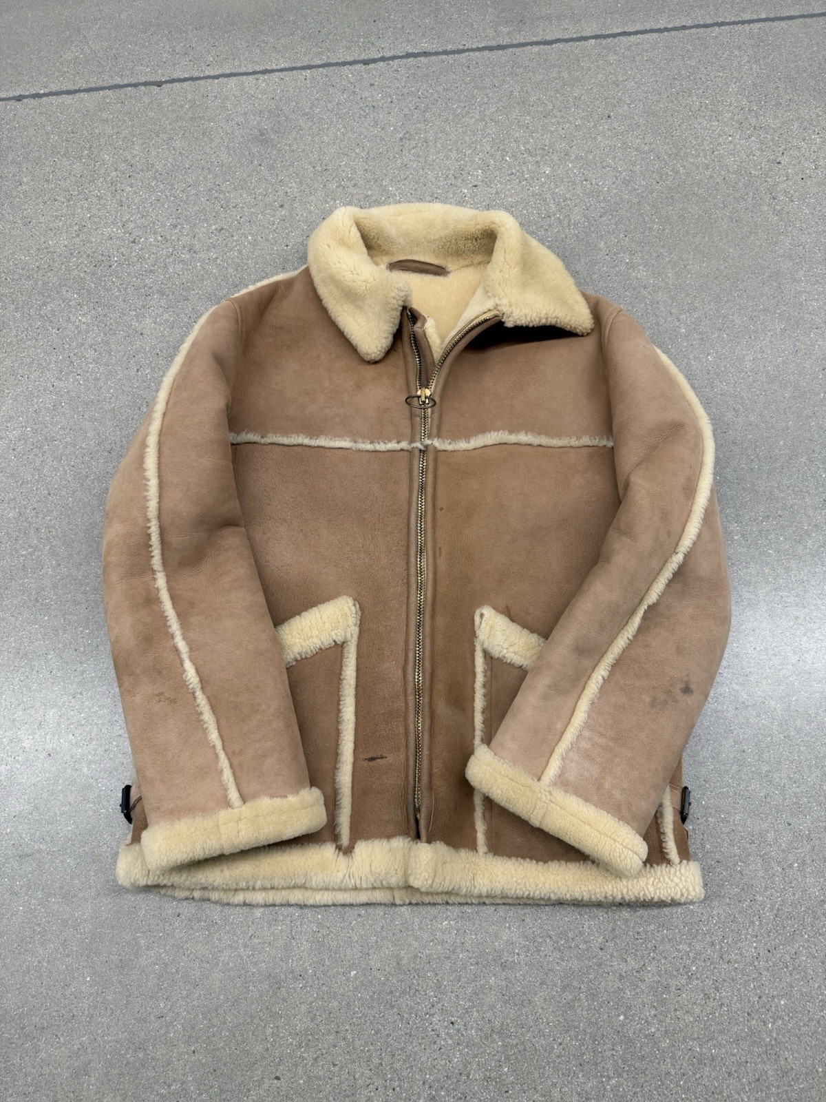 Vintage 1950s Women’s Wool Fleece Lined Brown Suede Leather Jacket