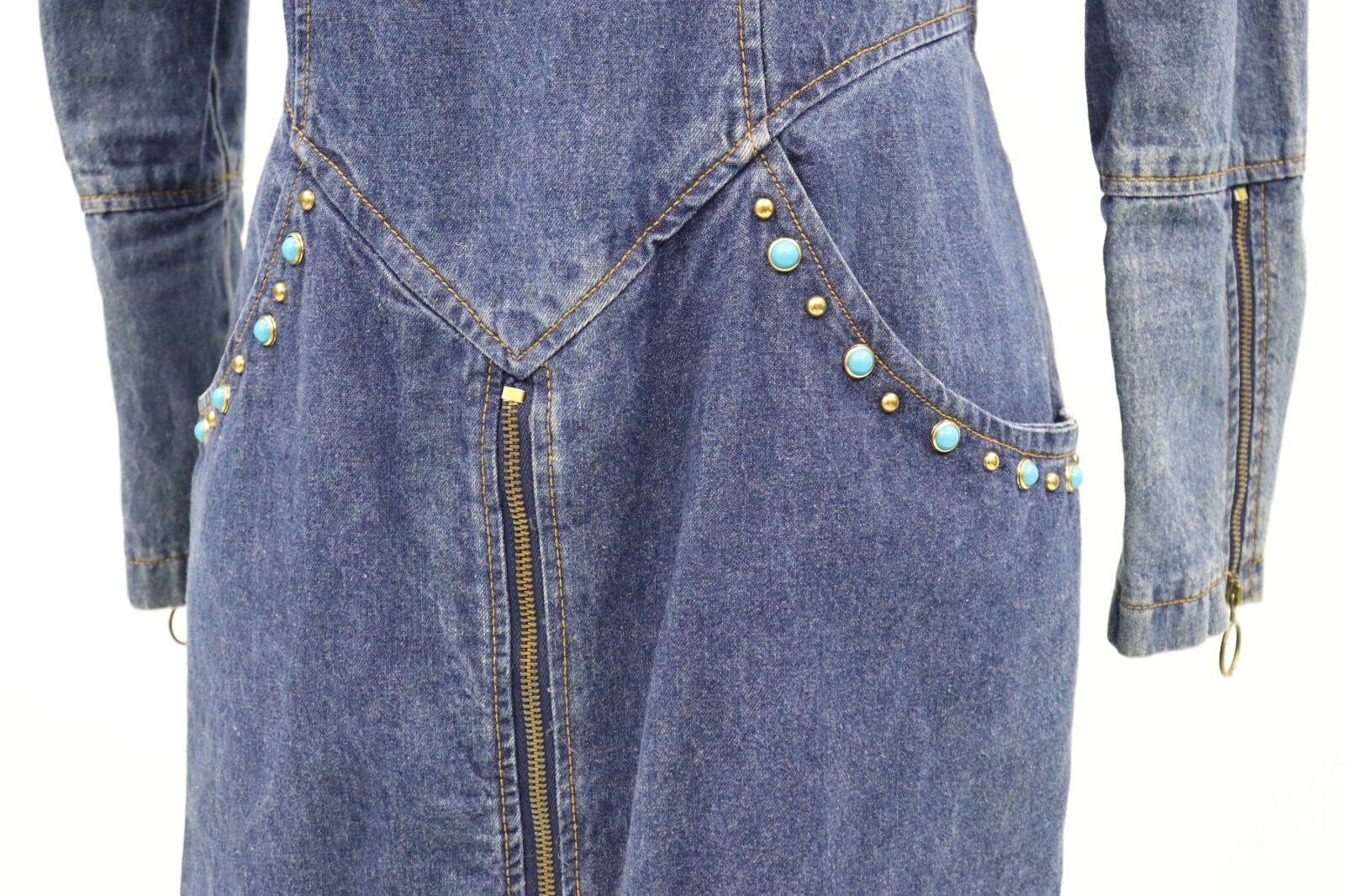 Jou Jou Y2K 1990’s Denim Dress Stones and Gromet Embellishments Size M (Size 8)