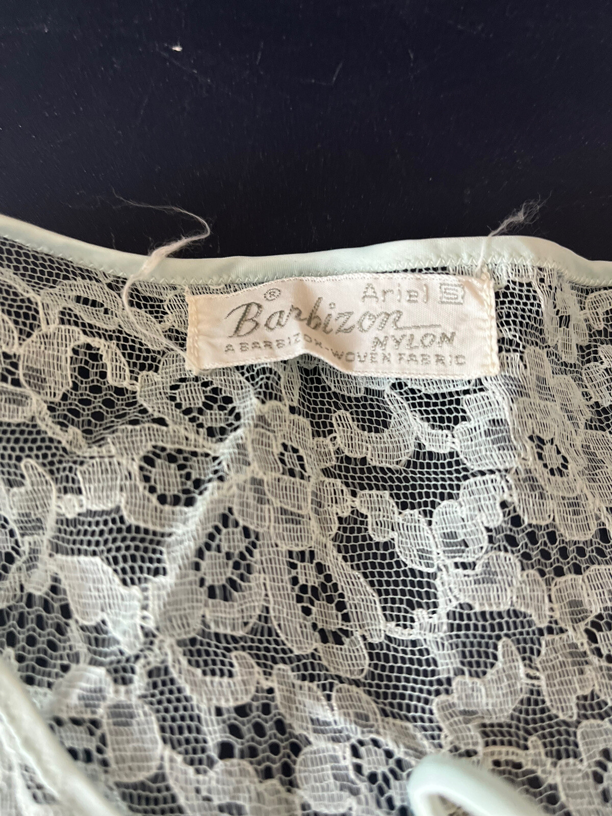 Vintage Barbizon Ariel Trefedda BED JACKET Short Peignoir Blue LACE Pleated 50s