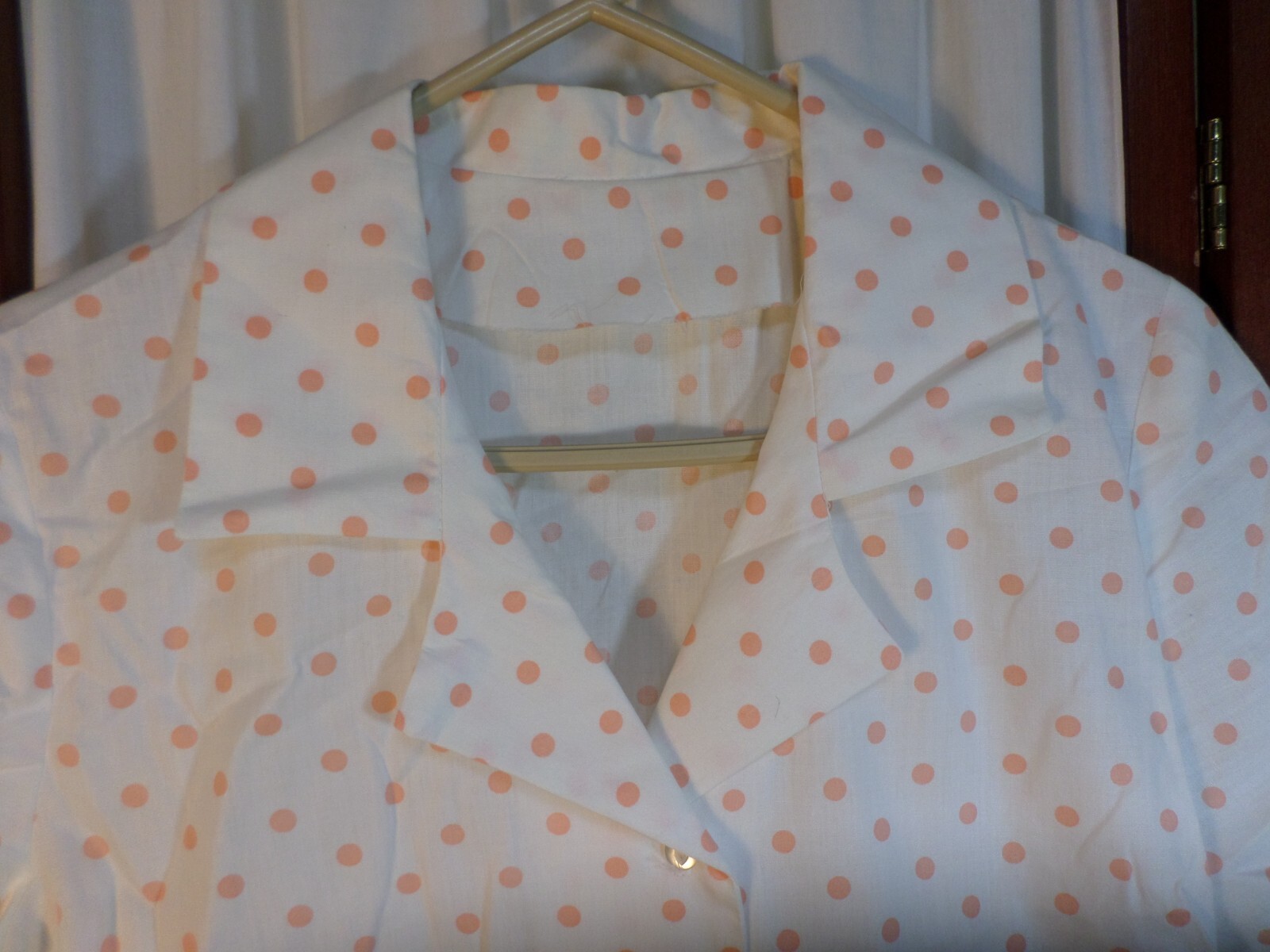 Vintage Handmade Pink Polka Dot Short Sleeved Button Front Blouse