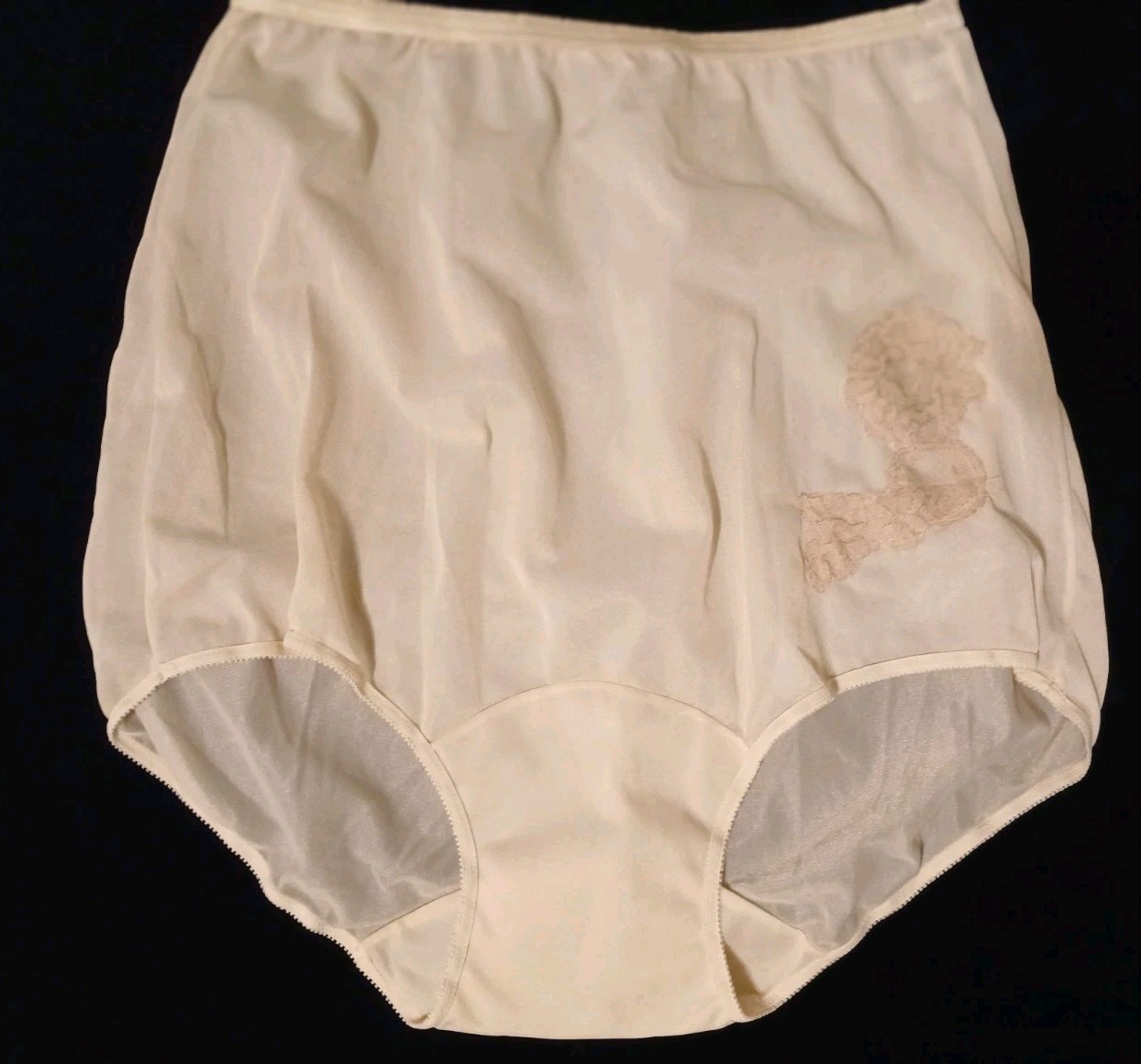 Vintage Lorraine Nylon Floral Lace Mushroom Gusset Granny Panties Pillow Tab 6 M