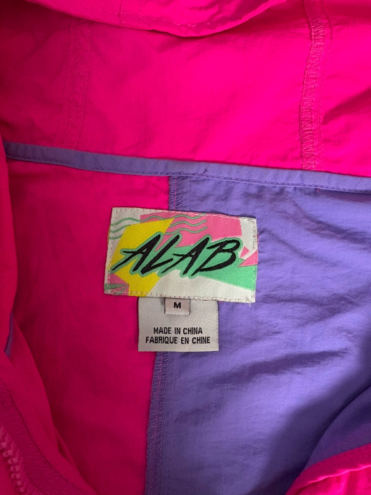 VAB Vintage Colorblock Hooded Jacket Pink Purple Blue Size M