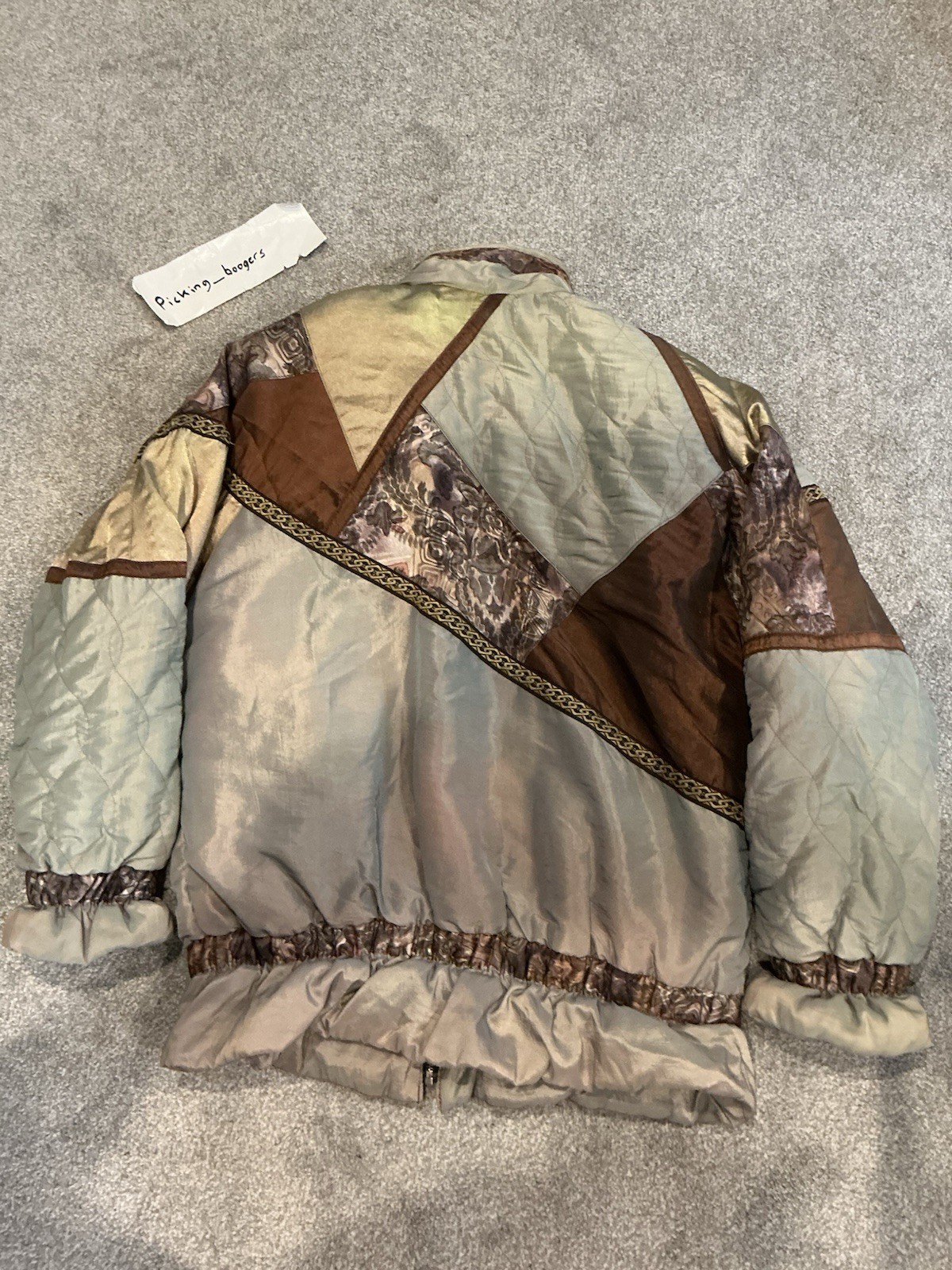 Vintage 80s J Gallery Quilted Patchwork Puffy Bomber Jacket Woman’s Size Medium