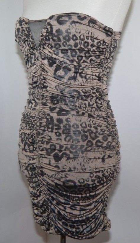 FORVEVER 21 Strapless Leopard Animal Print Sexy Club Evening Dress Womens M