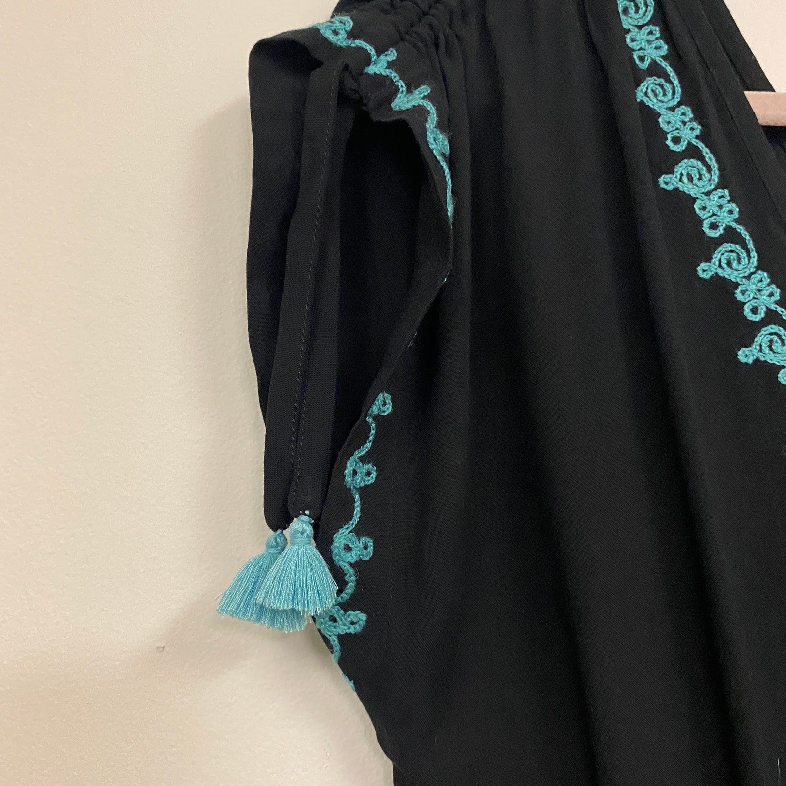 Soft Surroundings Womens Size PS Embroidered Tassel Jumpsuit