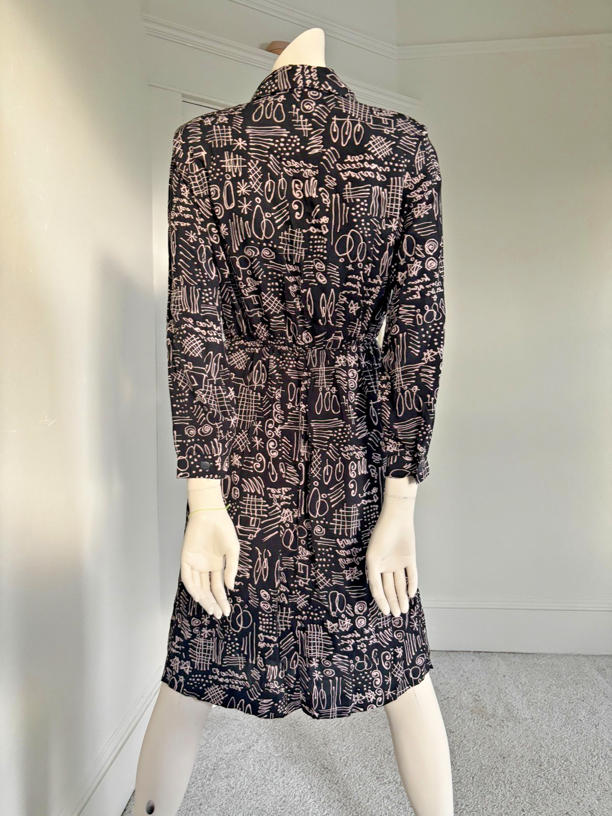 90s Squiggle Button Down Dress Petites By Willi Size 14 100% Rayon