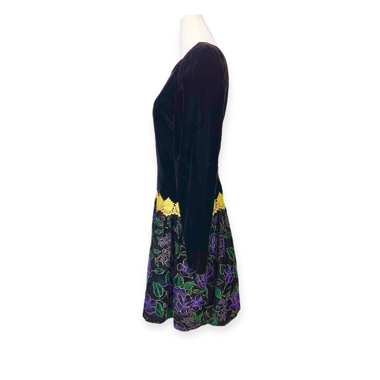 Scott McClintock 8P Prom Cocktail Dress Painted Velvet Whimsigoth Victorian Vamp