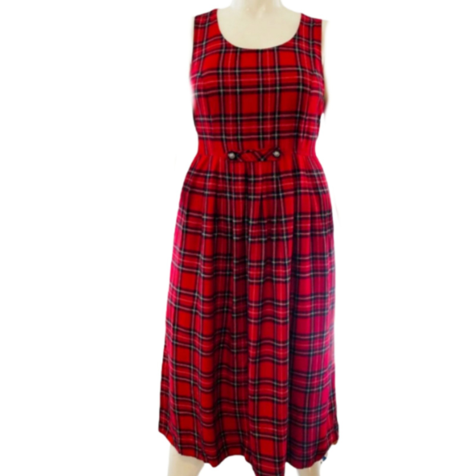 Vintage 90s Plaid Maxi Dress Size Small Red Grunge Whimsigoth Dark Academia Y2K