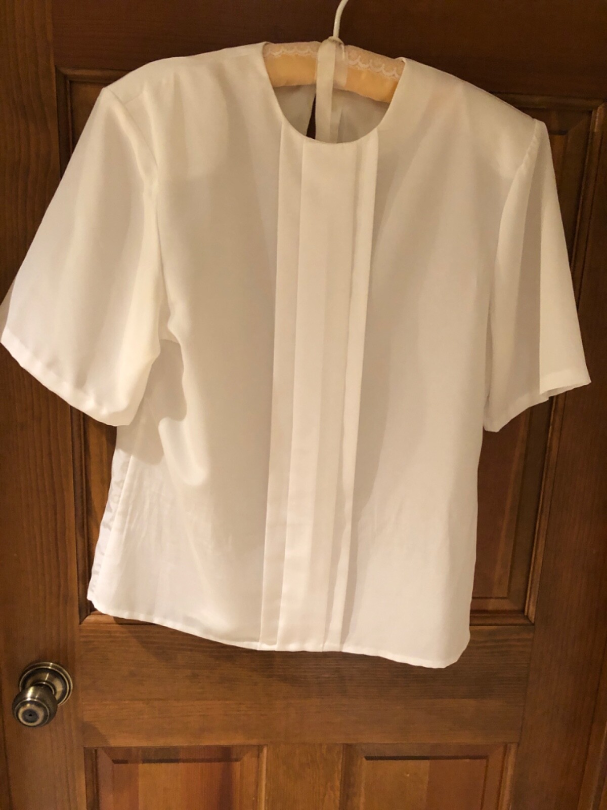 Vintage Orare’ Made in U.S.A 100% Polyester White Blouse Size 10 Style 3946