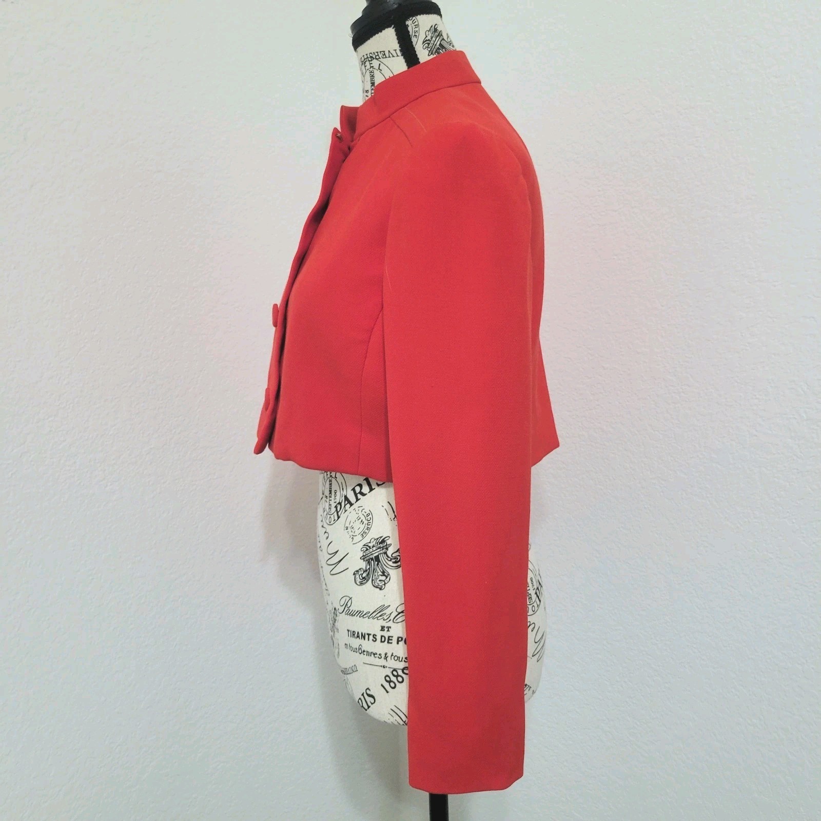 Vintage 60s Red Cropped Jacket Mod Retro Military Majorette Womens Small