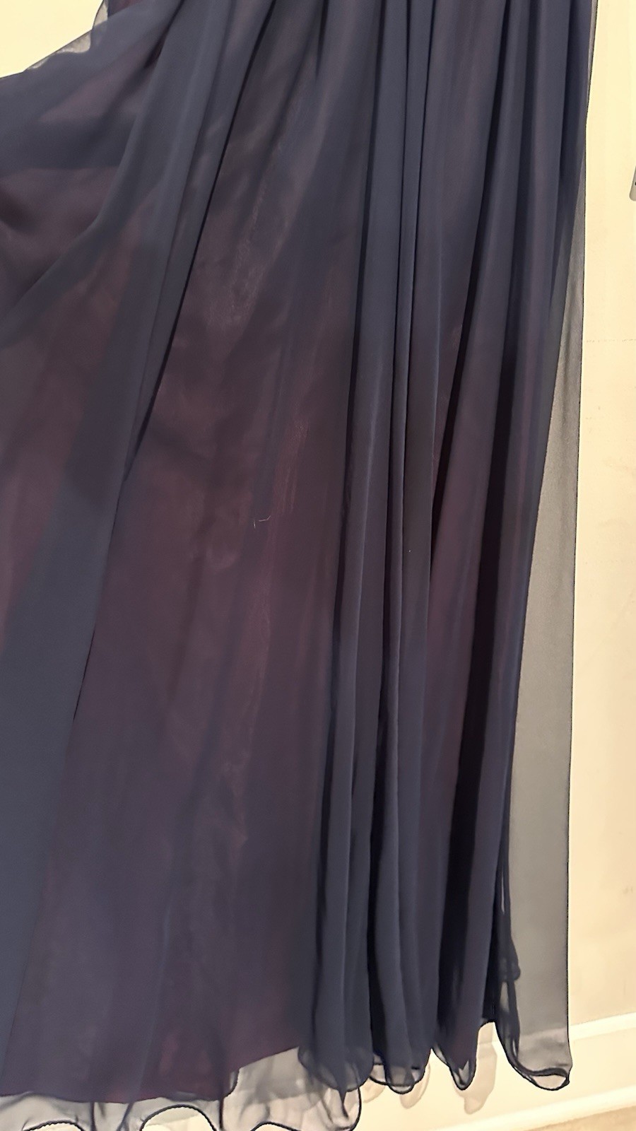 Vintage Miss Elliette Classic Elegant 70’s Navy Blue Women Maxi Gown Chiffon