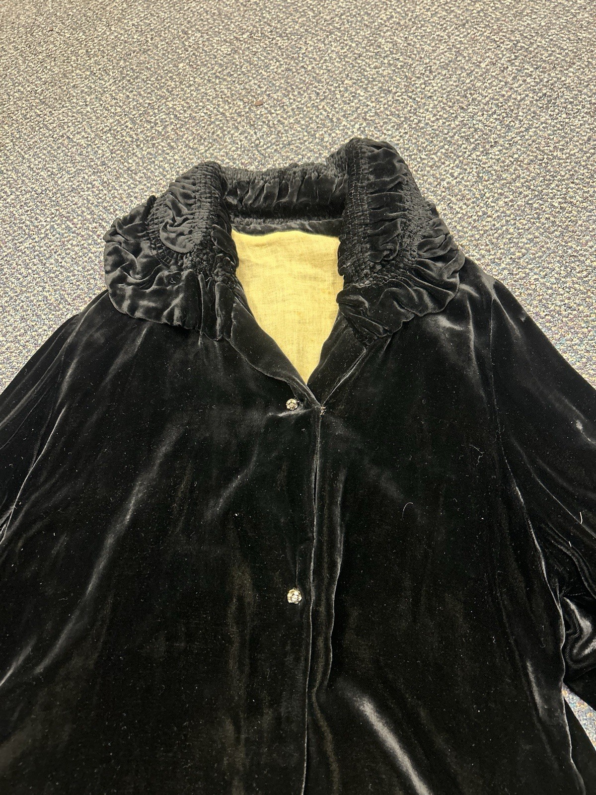 1930s Silk Velvet Opera Coat Jacket Holiday Dress Bishop Sleeve Vintage M/L