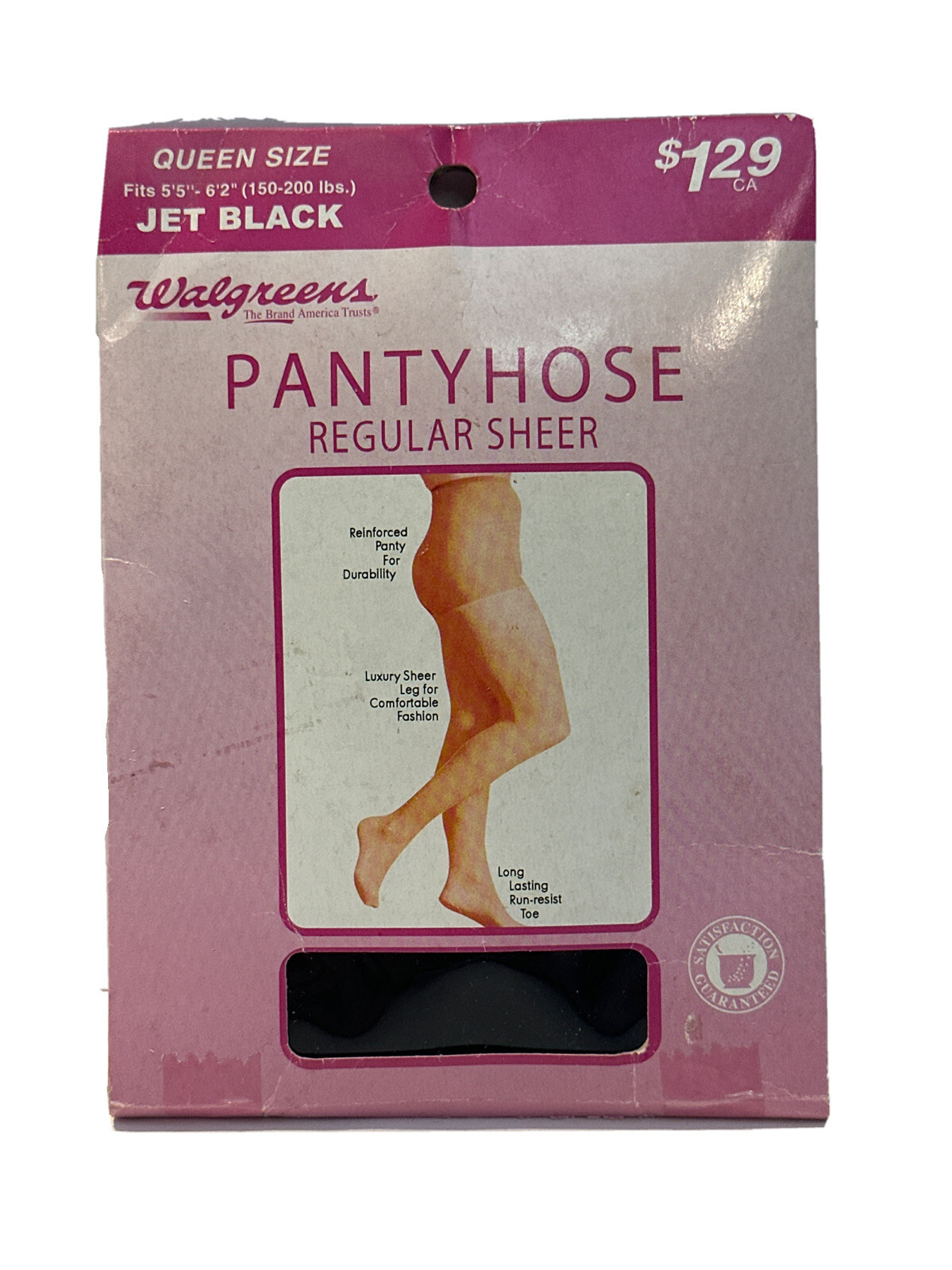 Walgreens Pantyhose Regular Sheer QUEEN Size JET BLACK