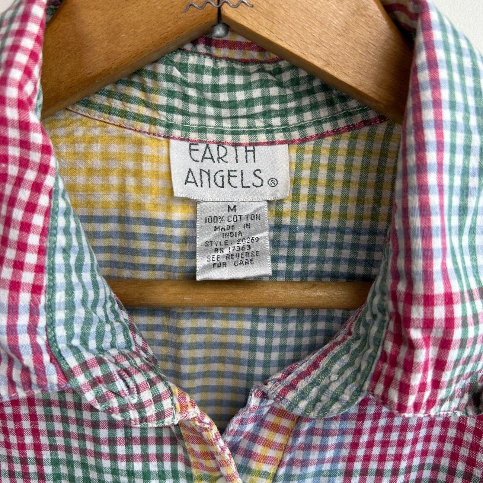 Vintage Earth Angels Sleeveless Plaid Button Front Shirt Dress