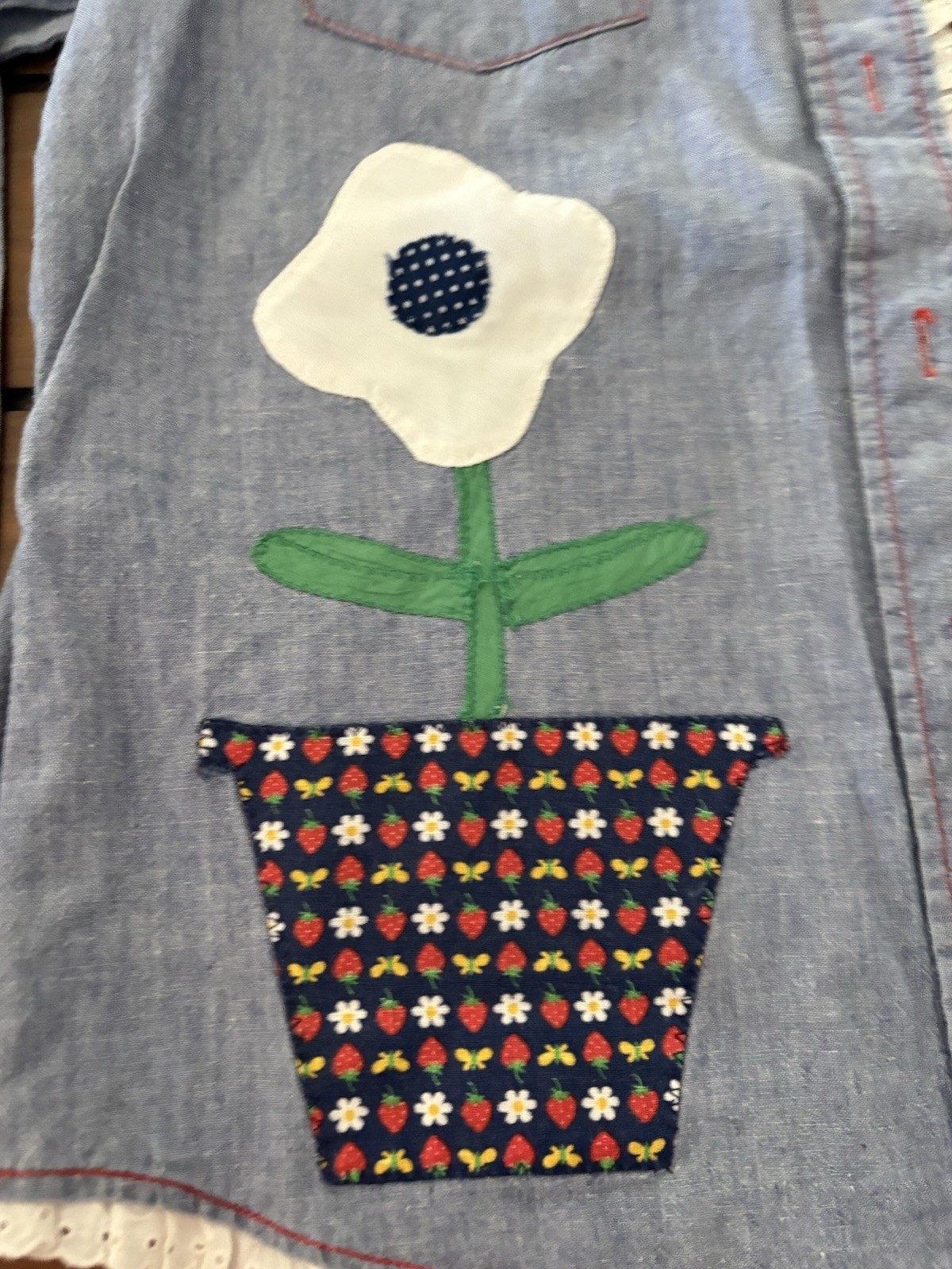 Vintage 1970s Denim Chambray Flower Butterfly “N” Taurus Shirt