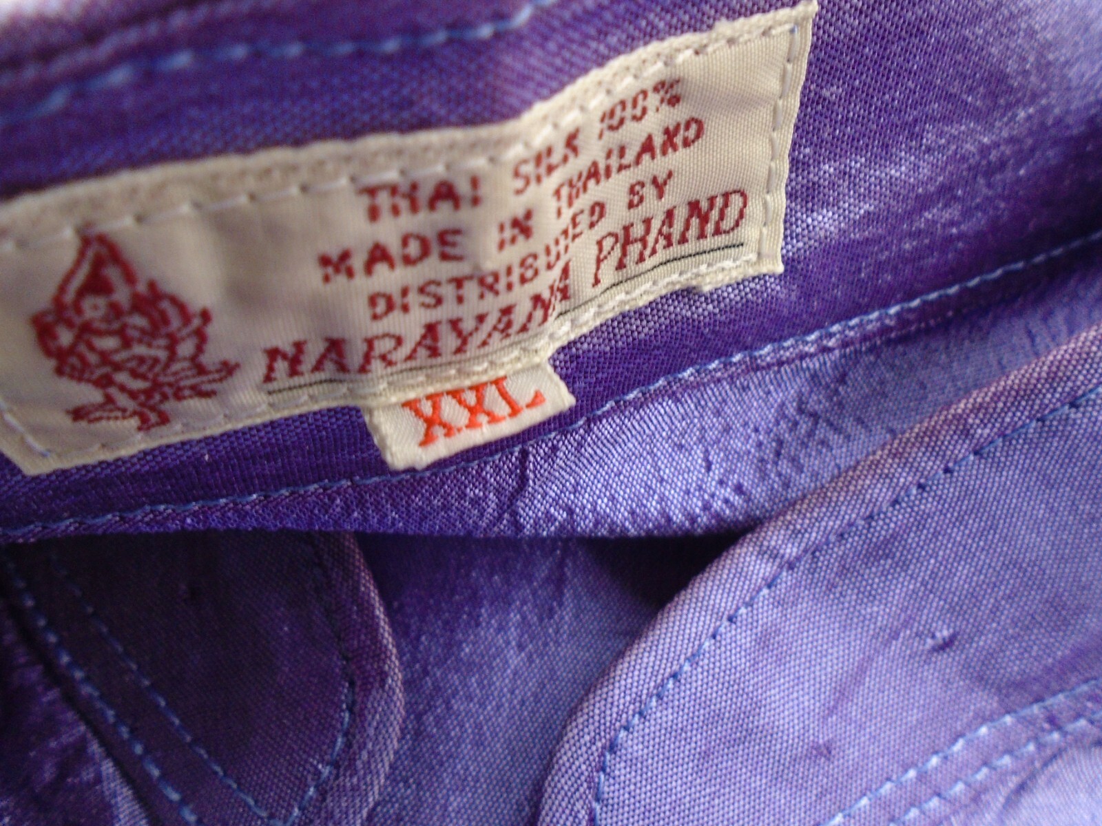 Silk Thai 100% Silk Shirt Short Sleeve Button Up XXL Purple