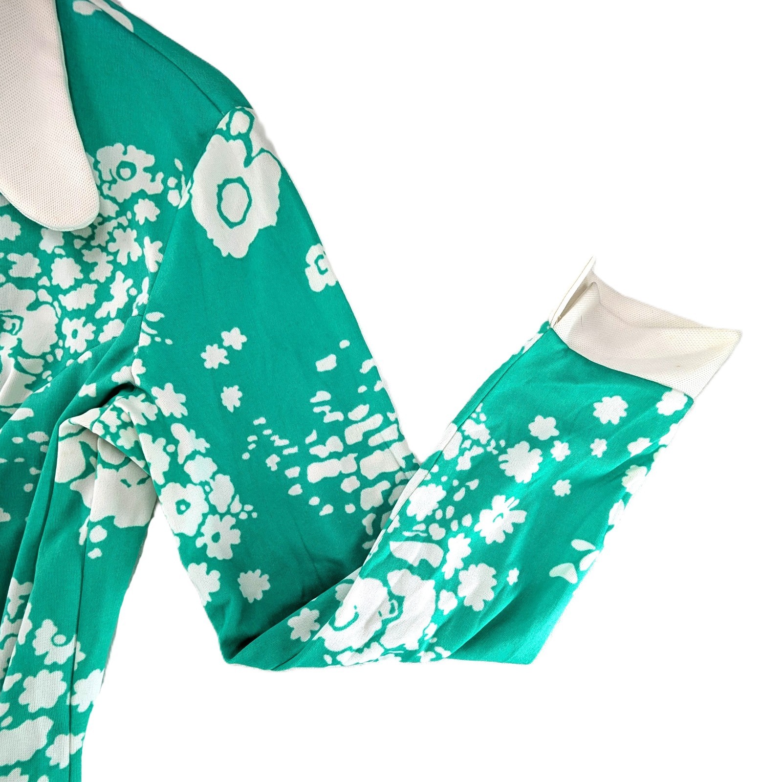 VTG 60s 70s Sears Fashions Dress Womens Sz L Floral Mint Green Buttons Secretary