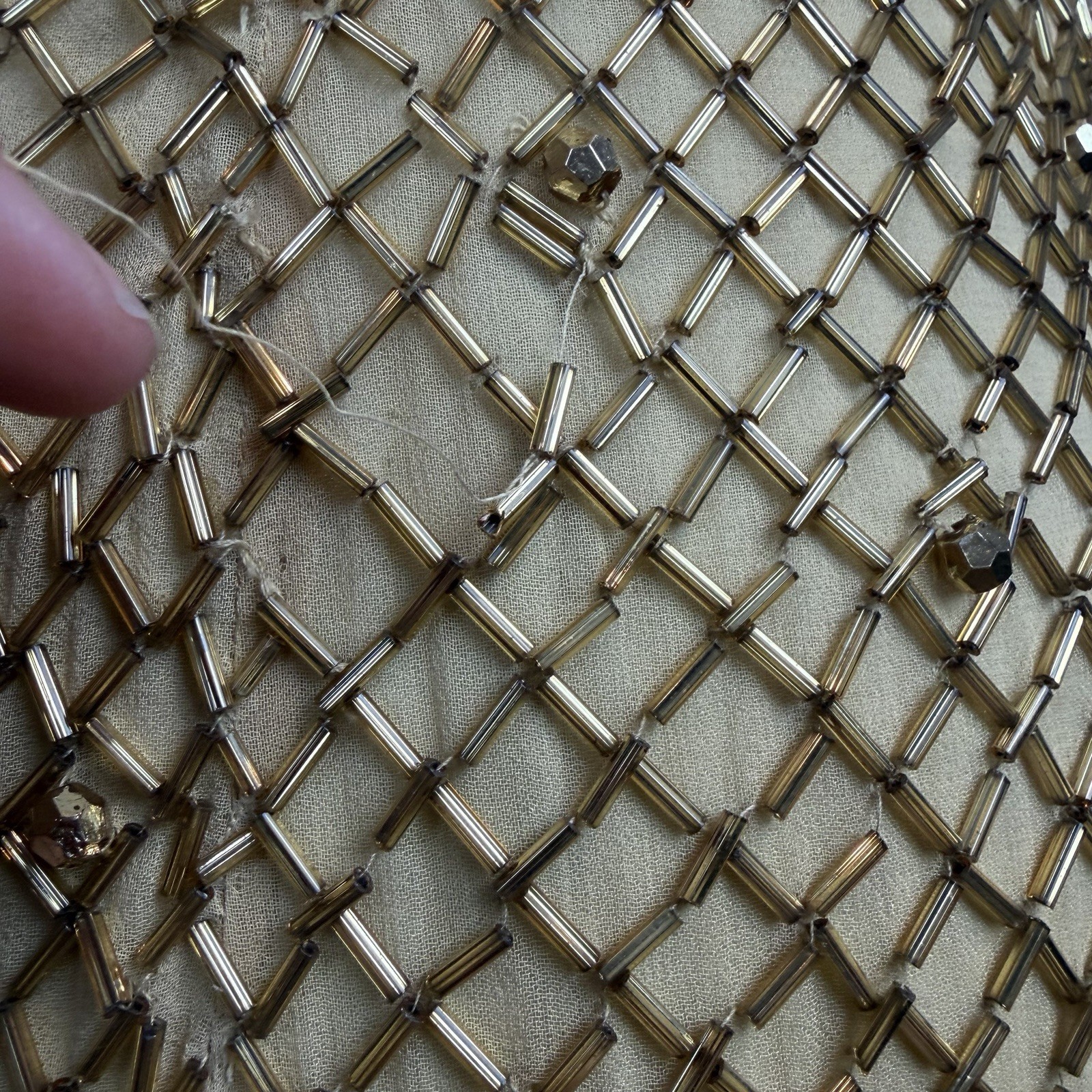 Gold Beaded Dress Womens Size 6 Vintage by Black Tie Oleg Cassini Needs Repairs